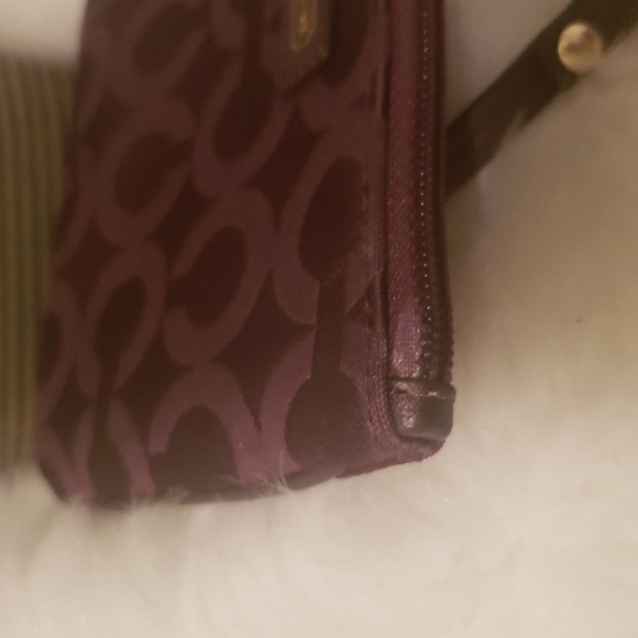 Coach Burgundy Signature Wristlet - Picture 13 of 16